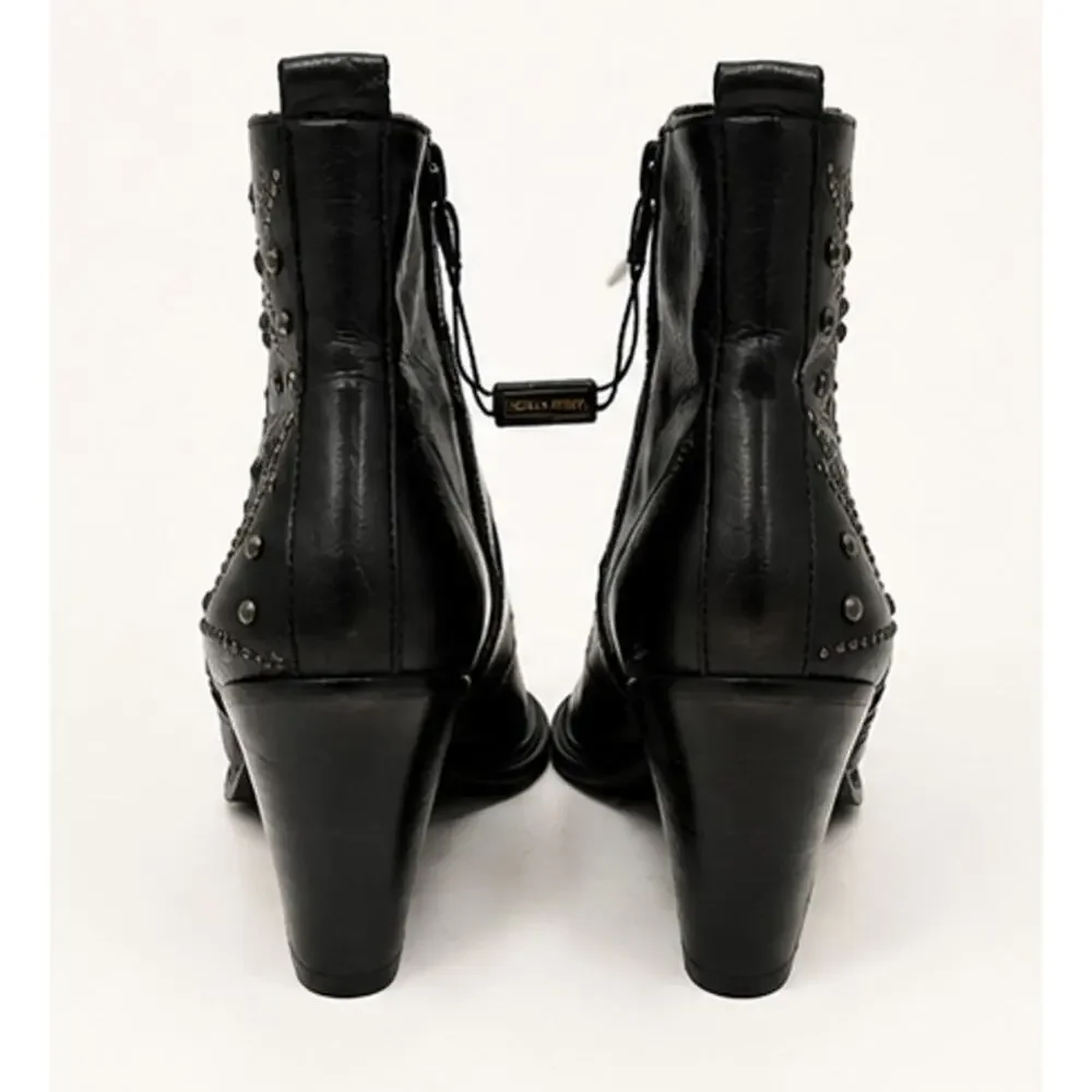 Emanuele Crasto Black Leather Studded Western Boots 40 EUR/9-9.5 US